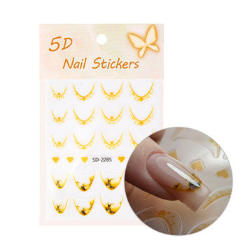 Autocollants pour ongles 5D / French / Ligne du sourire, 20 pièces, orange, SD-2285