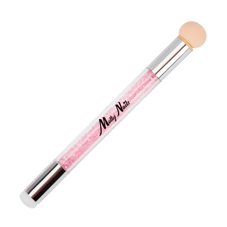 MollyNails doppelseitiger Schwammpinsel für Ombré und Nail-Art-Stempel mit Strasssteinen, rosa