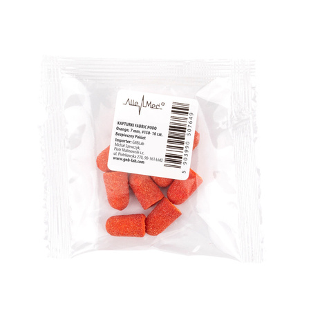 Capuchons pour pédicure 7 mm, grain 150, 10 pièces, Fabric Podo AlleMed, orange