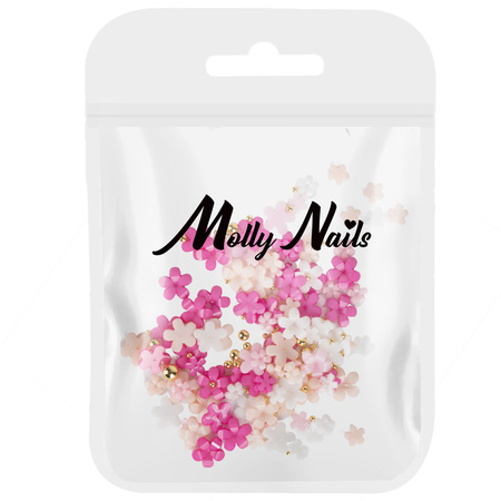 Прикраси для нігтів: акрилові квіточки + кульки MollyNails, мікс кольорів, 150 шт., № 1