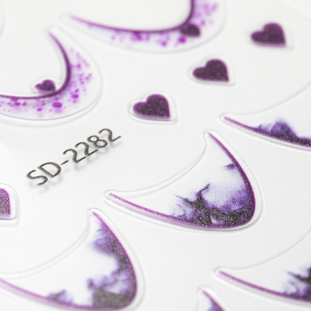 Adhesivos para uñas 5D / French / Línea de sonrisa francesa, 20 unidades, color morado, SD-2282