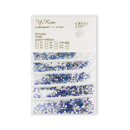 Glas-Strasssteine für Nägel Blue Zircon AB Mix, Größe ca. 1440 Stück pro Packung