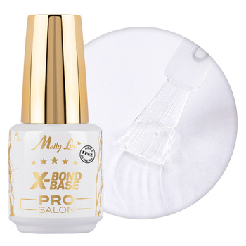 Base per smalto, base per aumentare l'aderenza, manicure e pedicure, X-Bond Base Pro Salon MollyLac, senza HEMA/Di-HEMA, trasparente, 15 grammi