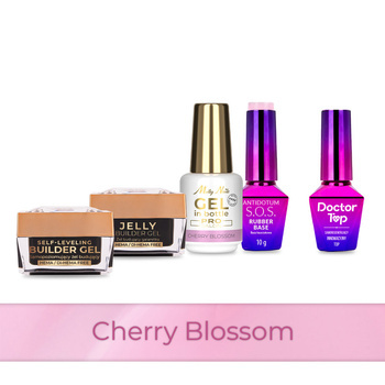 PRO MATCH SYSTEM 4+1 Cherry Blossom: 3x żele 15g: Jelly&SelfLeveling&Gel in bottle+Baza+Doctor Top 10g GRATIS