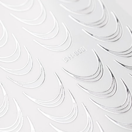 Selbstklebende Nagelsticker / French / Französische Smile-Linie, 39 Stück, silber, DH-808