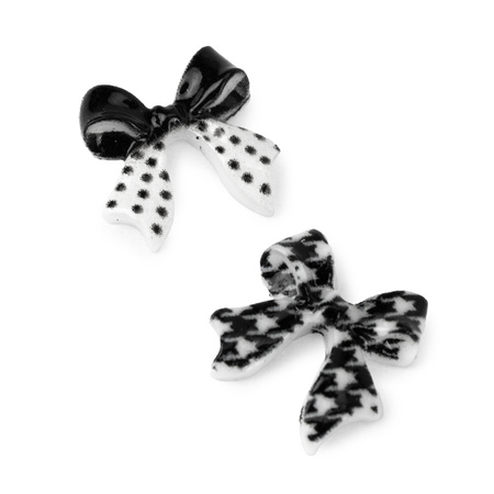 MollyNails 3D bow nail decorations, black and white, 30 pieces