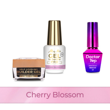 MollyNails PRO MATCH SYSTEM 2+1 Cherry Blossom: 2 geles de base + Doctor Top 10 g