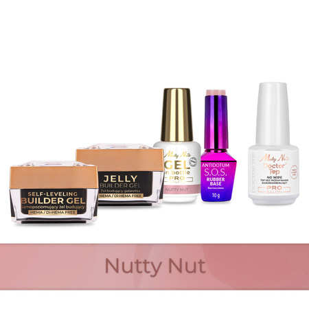 MollyNails PRO MATCH SYSTEM 4+1 Nutty Nut: 3 geles de construcción + base + Doctor Top 15 g