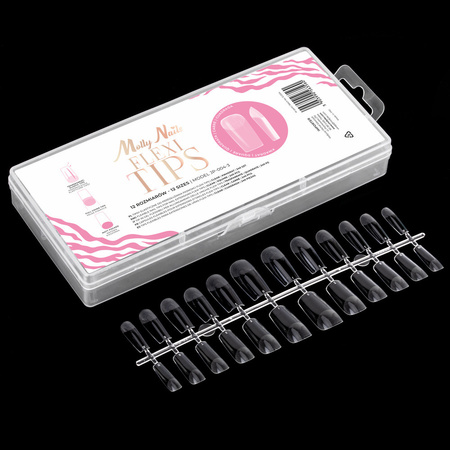 Tips per l'estensione rapida delle unghie Flexi Tips MollyNails, forma quadrata, 240 pezzi