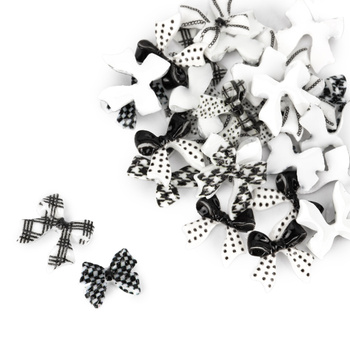 MollyNails 3D bow nail decorations, black and white, 30 pieces