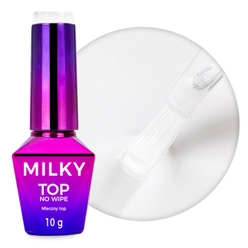 Top Milky MollyNails, esmalte de color blanco cremoso, sin necesidad de limpiar ni enjuagar, sin HEMA ni Di-HEMA, 10 g
