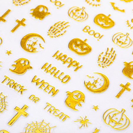 Autocollants pour ongles fins et adhésifs Halloween R233 dorés