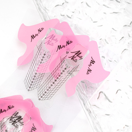 MollyNails transparent pink nail extension form templates, 200 pcs