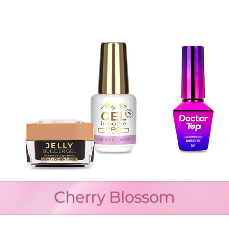 MollyNails PRO MATCH SYSTEM 2+1 Cherry Blossom : 2 gels de construction + Doctor Top 10 g