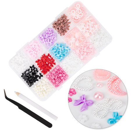 Boîte à bijoux décorée de nœuds, de fleurs et de perles BKHZ-002