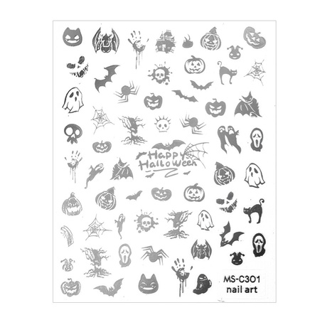 Adesivi per unghie sottili autoadesivi Halloween MS-C301 argento