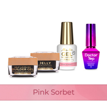 MollyNails PRO MATCH SYSTEM 3+1 Pink Sorbet: 3 geles de modelado + Doctor Top 10 g