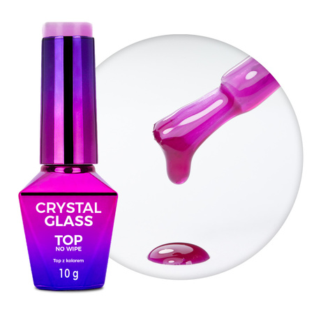 Top coloré sans essuyage Crystal Glass MollyNails Purple, sans HEMA/Di-HEMA, 10 g