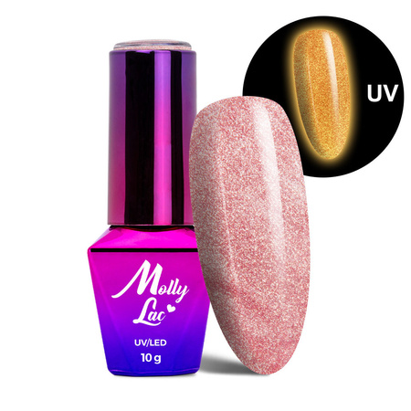Vernis hybride phosphorescent « œil de chat » MollyLac Night Glowing Introspectre, sans HEMA/Di-HEMA, 10 g, n° 671