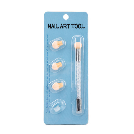 Pinceau éponge double face pour ombre et nail art avec tampon et strass, blanc