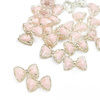 3D pink and gold bow nail decorations, 20 pieces