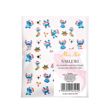 Naklejki do paznokci samoprzylepne świąteczne stitch MollyNails JO-2583