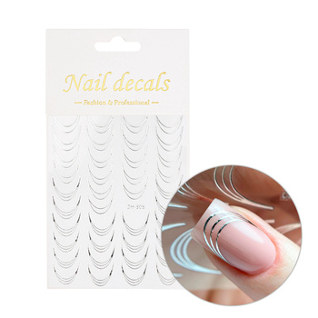 Self-adhesive nail stickers/ French/ French smile line 39 pcs silver DH-808