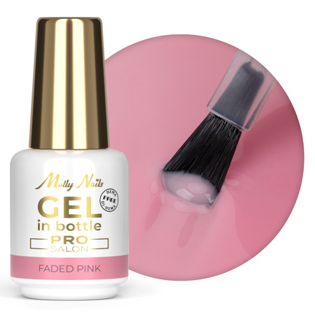 Aufbaugel in der Flasche mit Pinsel „Gel in Bottle“ von MollyNails Pro Salon, Faded Pink, HEMA/Di-HEMA-frei, 15 g