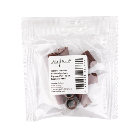 Capuchons pour manucure et pédicure mandrins embouts abrasifs cylindre 6 mm grain 120 AlleMed marron 10 pièces