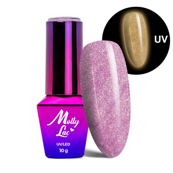 Vernis hybride phosphorescent « œil de chat » MollyLac Night Glowing One Caress, sans HEMA ni Di-HEMA, 10 g, n° 674