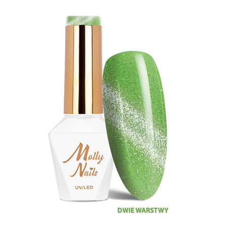 Smalto ibrido LED/UV Gel Polish Cat Eye Crystal Water n. 261 Pistachio MollyNails senza HEMA/Di-HEMA 8 g