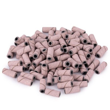 Cappucci per manicure e pedicure, mandrini, ricambi abrasivi, mini cilindri da 3 mm, grana 240, rosa, 50 pezzi