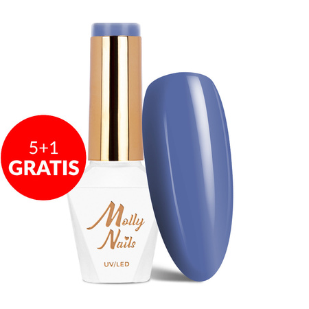 5+1 gratis MollyNails Hybridlack Blue Sky Purple Blue HEMA/Di-HEMA-frei 8 g Nr. 115