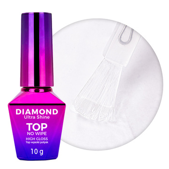 Hochglanz-Topcoat ohne Abwischen Diamond Ultra Shine Top Coat No Wipe High Gloss MollyNails HEMA/Di-HEMA-frei, klar, 10 g