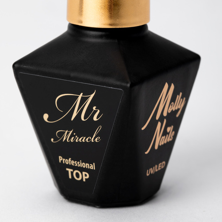 Top no wipe Mr Miracle MollyNails for hybrid nail polishes, does not absorb pigment Clear HEMA/Di-HEMA Free 10g
