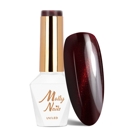 Esmalte híbrido LED/UV Gel Polish Reds Cat Eye Red n.º 238 MollyNails sin HEMA/Di-HEMA, 8 g