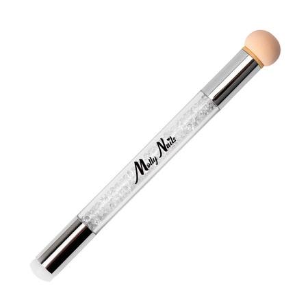 MollyNails Double-Sided Sponge Brush for Ombre and Nail Art Stamping with Rhinestones, White