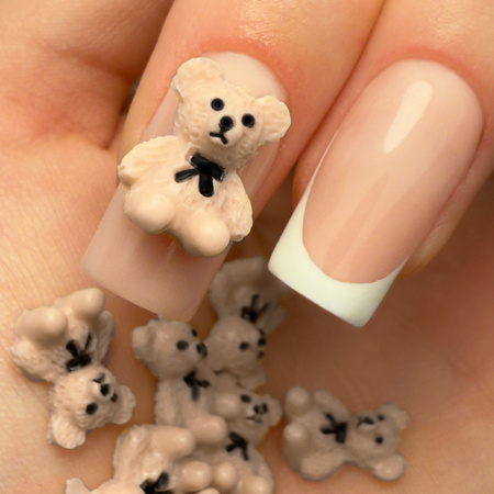 Прикраси для нігтів «Ведмедики» 3D від MollyNails, коричневі, 20 шт.