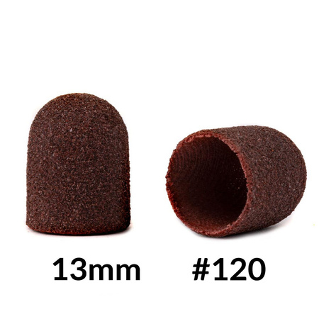 Abrasive caps for pedicure with cotton center, 13 mm, 120 grit, brown, AlleMed, 100 pcs.