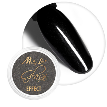Polvo con efecto espejo para decorar uñas MollyLac Glass Effect Black n.º 12