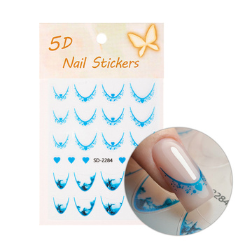 Self-adhesive nail stickers 5D/French/French smile line 20 pcs blue SD-2284