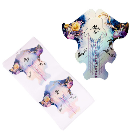 2-in-1 salon and professional nail form templates MollyLac Holo Flowers 100 pcs