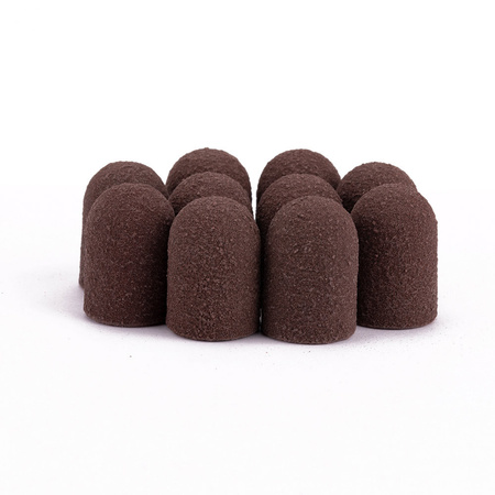 Cappucci abrasivi per pedicure con interno in cotone, 16 mm, grana 180, marroni, AlleMed, 10 pezzi