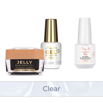 MollyNails PRO MATCH SYSTEM 2+1 Clear: 2 gel modellanti + Doctor Top 15 g
