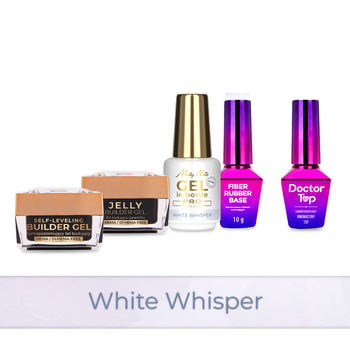 PRO MATCH SYSTEM 4+1 White Whisper: 3x żele 15g: Jelly&SelfLeveling&Gel in bottle+Baza+Doctor Top 10g GRATIS